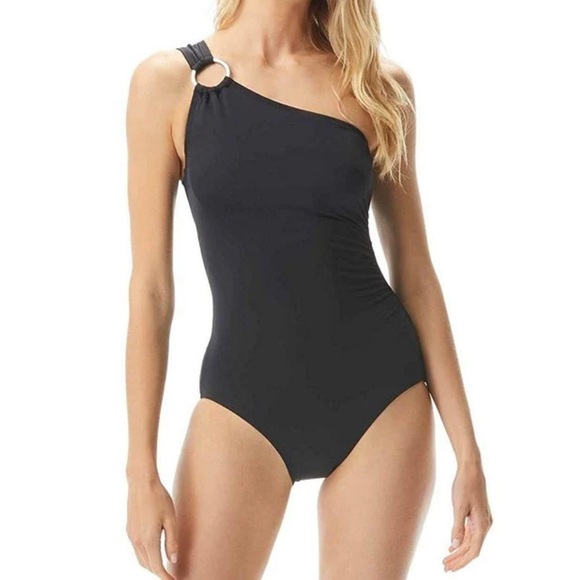 MICHAEL Michael Kors Iconic Solids One Shoulder One Piece Swimsuit plus 16 W - Picture 1 of 9